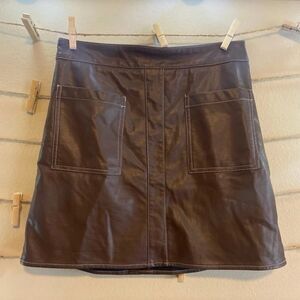 Altar’s state faux leather chocolate brown mini skirt